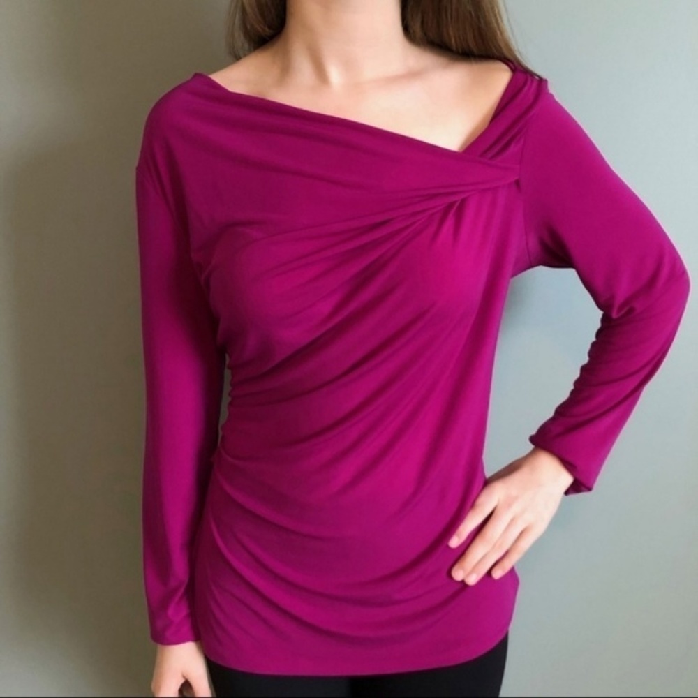 New York & Co Asymmetrical Neck Blouse XL